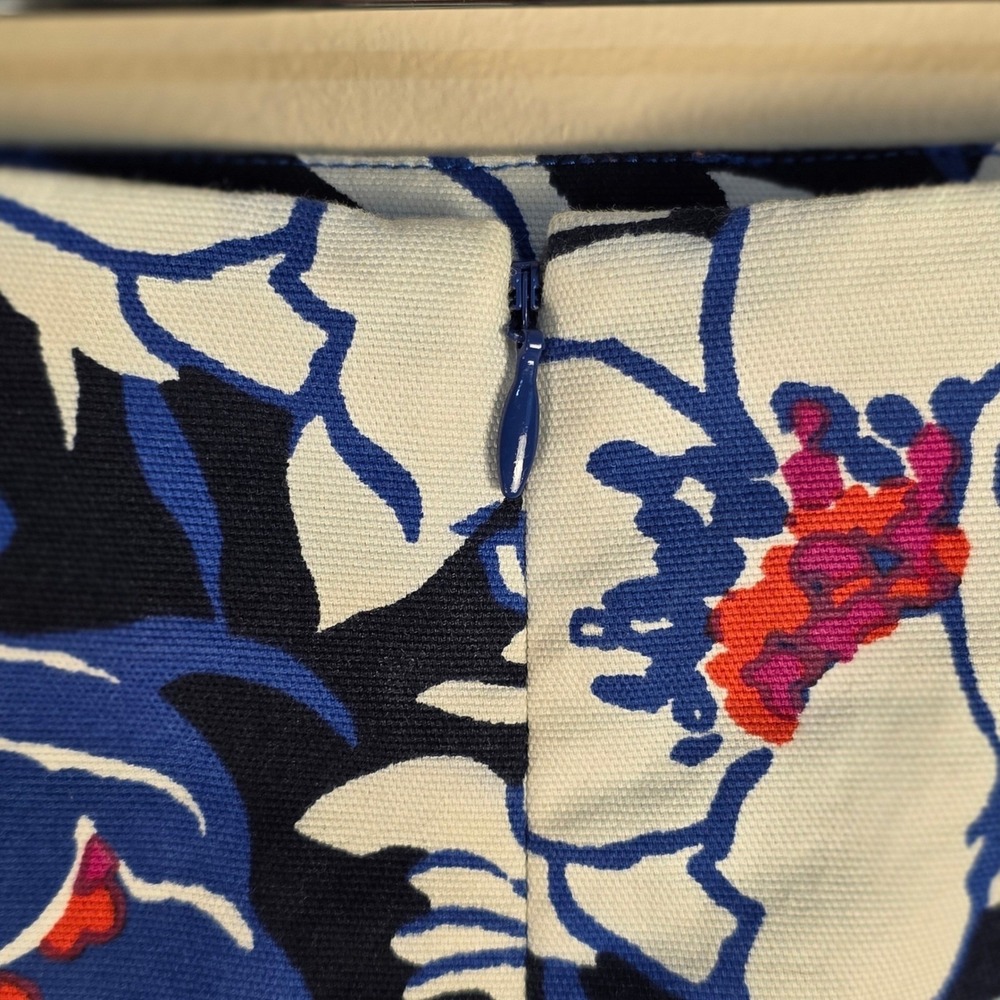 Talbots‎ Pencil Skirt Women 10 Blue Floral Cotton Stretch Knee Length Career - Picture 4 of 9